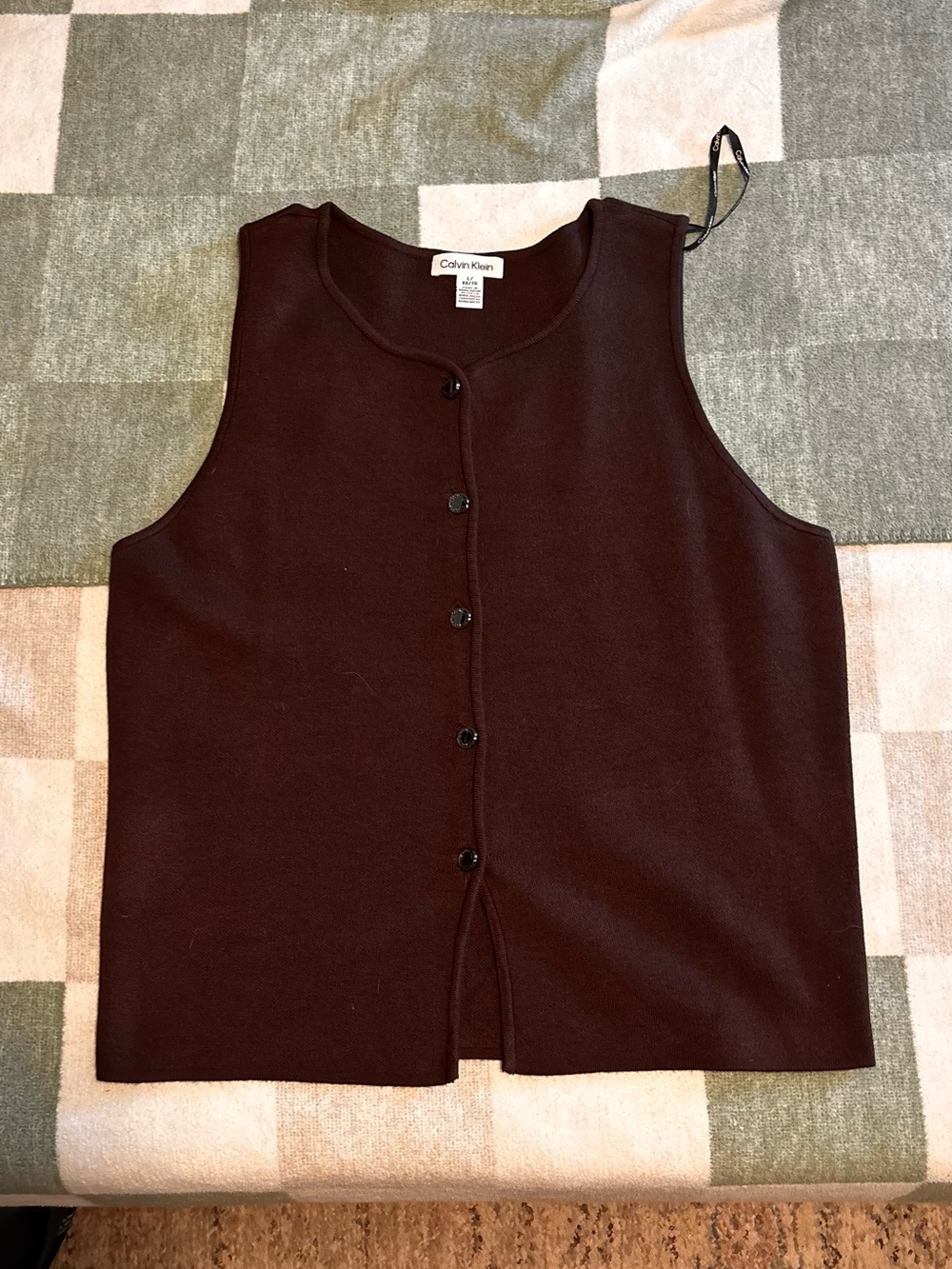 Calvin Klein Women's Dark Brown Button-Front Tank Top